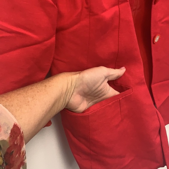 Le Suit Red Linen combo jacket size 12 - Picture 3 of 7